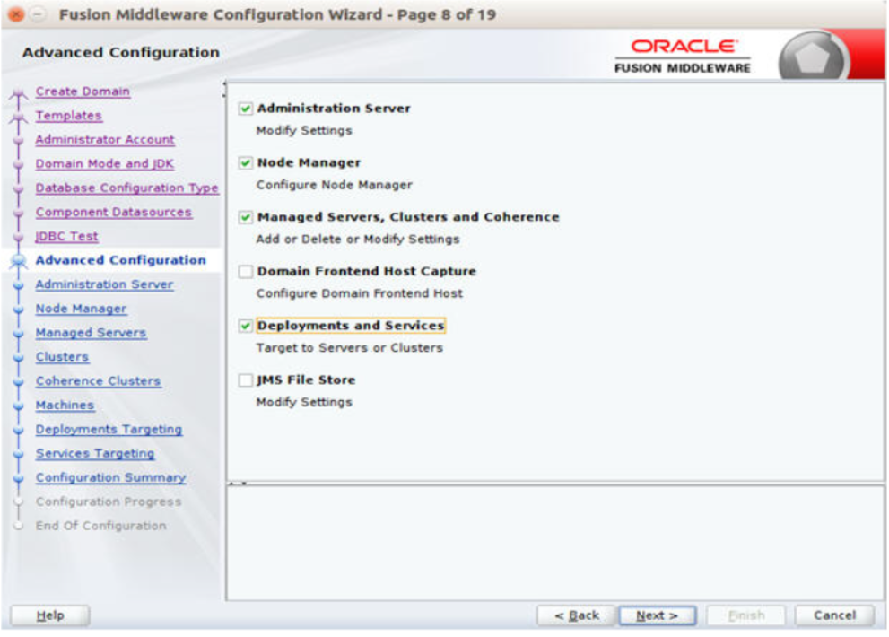 Advanced Configuration window